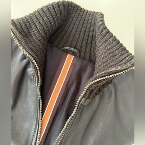Fratelli Rossetti chocolate brown leather bomber jacket size S - Picture 4 of 12